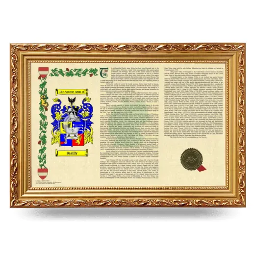 Basilly Armorial Landscape Framed - Gold