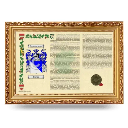 Beaver Armorial Landscape Framed - Gold