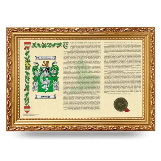 Beverage Armorial Landscape Framed - Gold