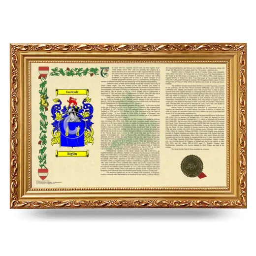 Biglin Armorial Landscape Framed - Gold