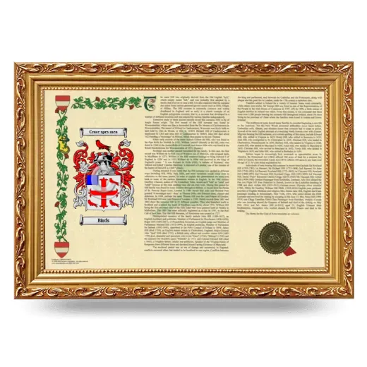 Birds Armorial Landscape Framed - Gold