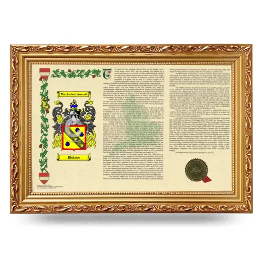 Bletsoe Armorial Landscape Framed - Gold