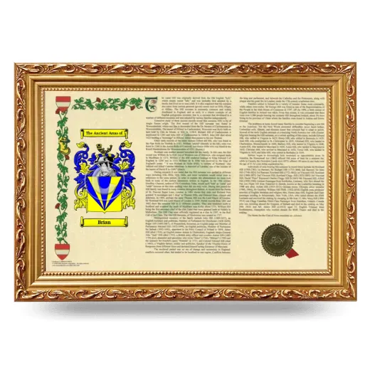 Brian Armorial Landscape Framed - Gold