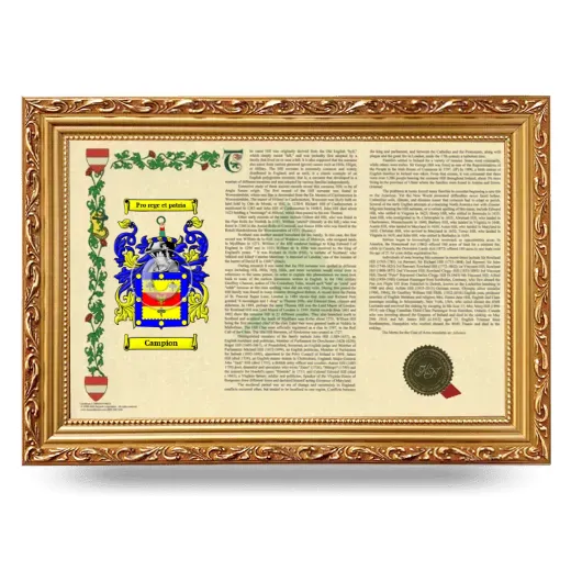 Campion Armorial Landscape Framed - Gold