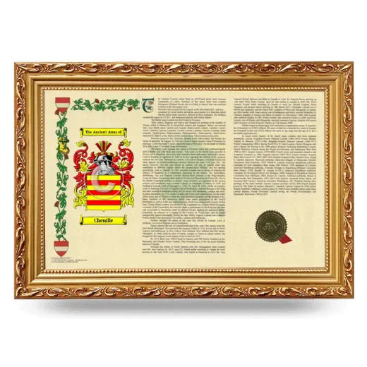 Chenille Armorial Landscape Framed - Gold