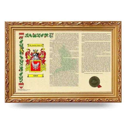 Clitch Armorial Landscape Framed - Gold