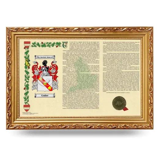 Coaker Armorial Landscape Framed - Gold