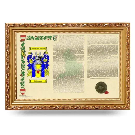 Coleman Armorial Landscape Framed - Gold