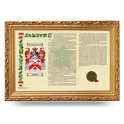 Couton Armorial Landscape Framed - Gold