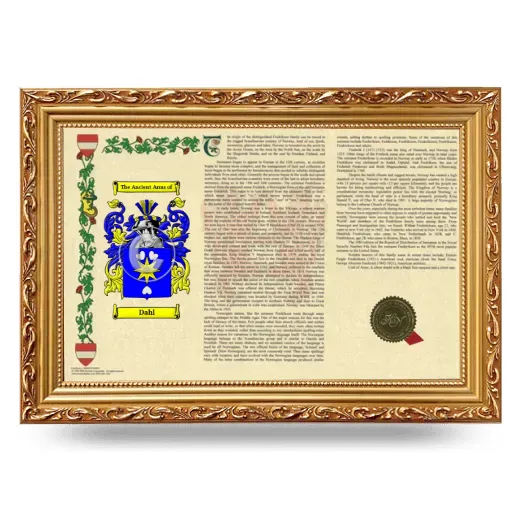 Dahl Armorial Landscape Framed - Gold