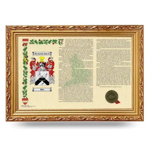 Doe Armorial Landscape Framed - Gold