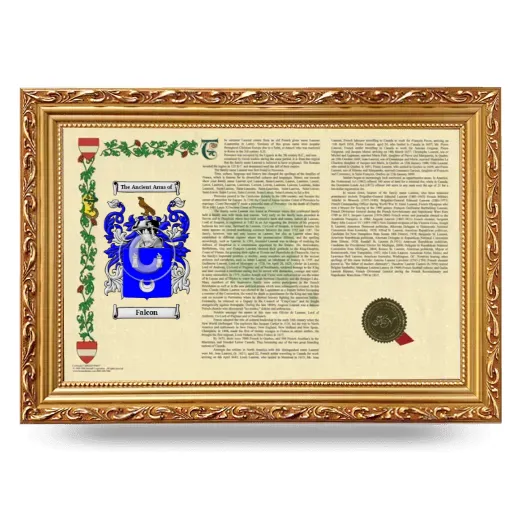 Falcon Armorial Landscape Framed - Gold