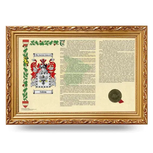 Falcon Armorial Landscape Framed - Gold