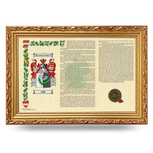 Folk Armorial Landscape Framed - Gold