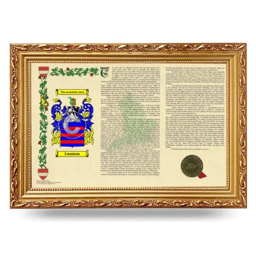 Fountain Armorial Landscape Framed - Gold