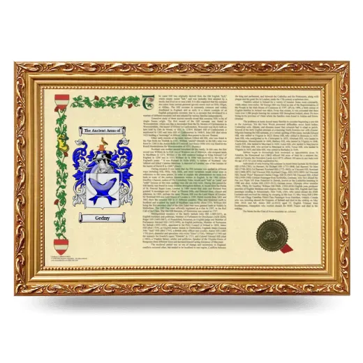Gedny Armorial Landscape Framed - Gold