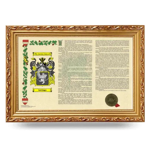 Gettings Armorial Landscape Framed - Gold