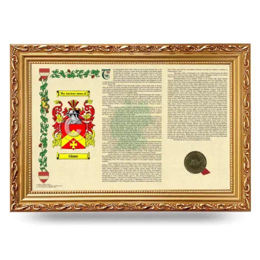 Glane Armorial Landscape Framed - Gold