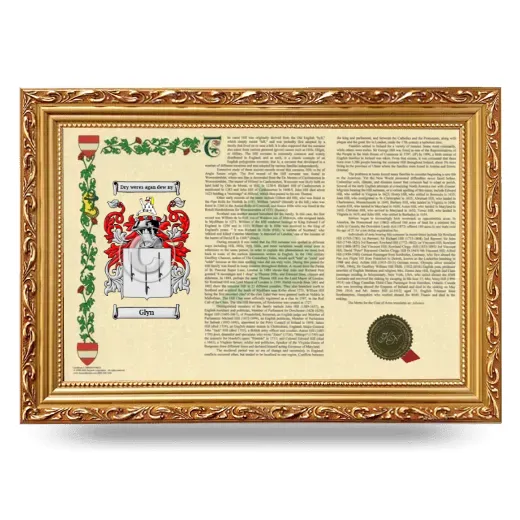 Glyn Armorial Landscape Framed - Gold