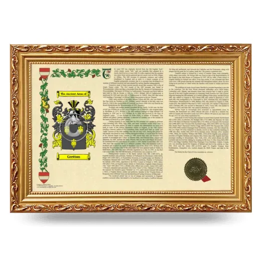 Gretton Armorial Landscape Framed - Gold