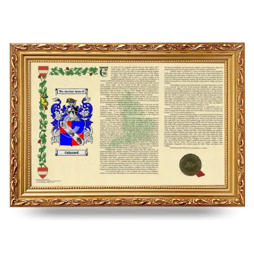 Grizzard Armorial Landscape Framed - Gold