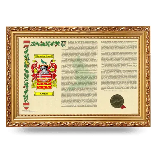 Grymes Armorial Landscape Framed - Gold