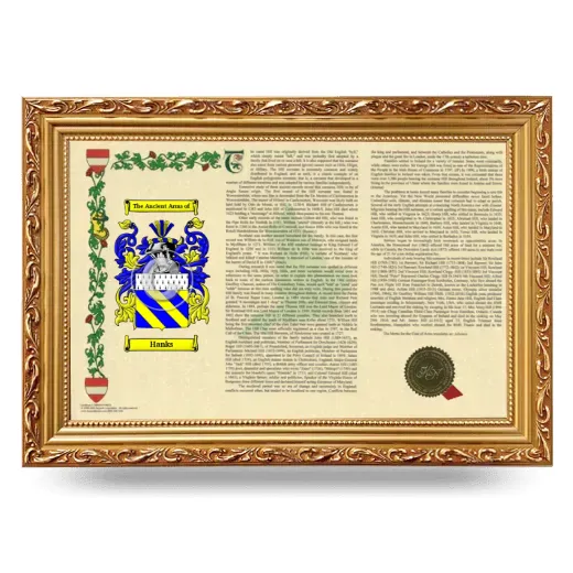 Hanks Armorial Landscape Framed - Gold