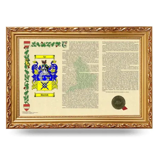 Horrick Armorial Landscape Framed - Gold
