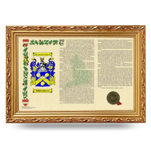 Kidderminster Armorial Landscape Framed - Gold