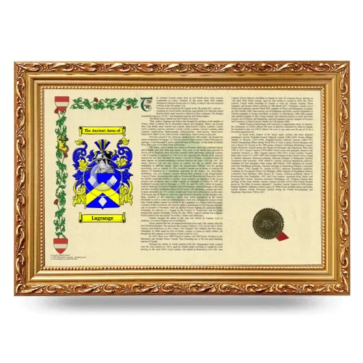 Lagrange Armorial Landscape Framed - Gold