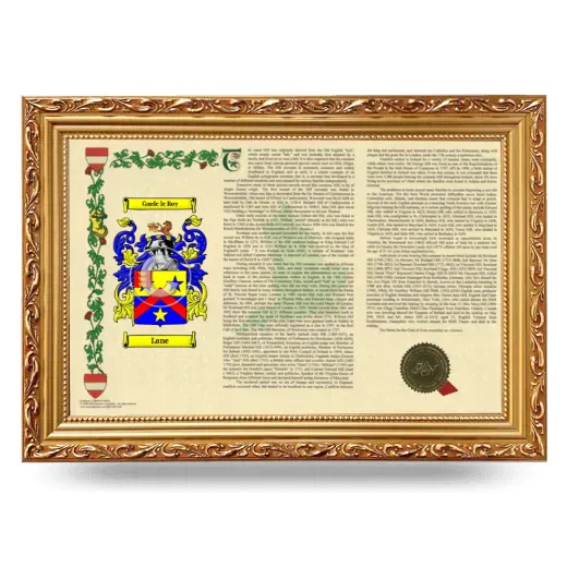 Lane Armorial Landscape Framed - Gold