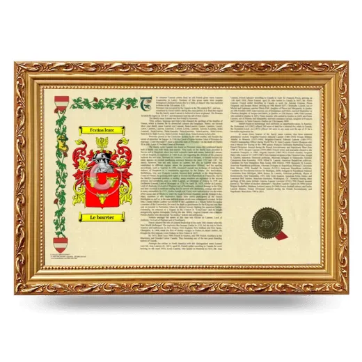 Le bouvier Armorial Landscape Framed - Gold