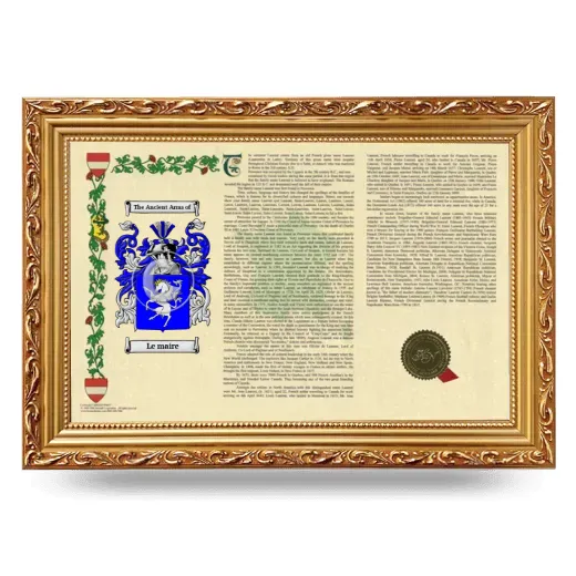 Le maire Armorial Landscape Framed - Gold