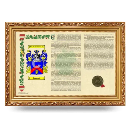 Leppard Armorial Landscape Framed - Gold