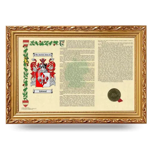 Litteral Armorial Landscape Framed - Gold