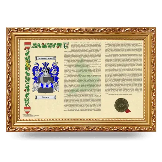 Mance Armorial Landscape Framed - Gold
