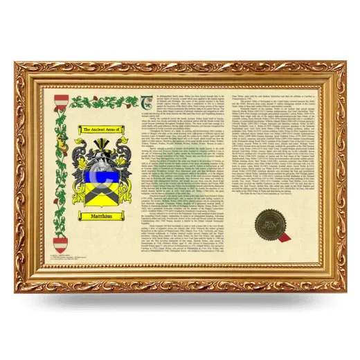 Matthius Armorial Landscape Framed - Gold