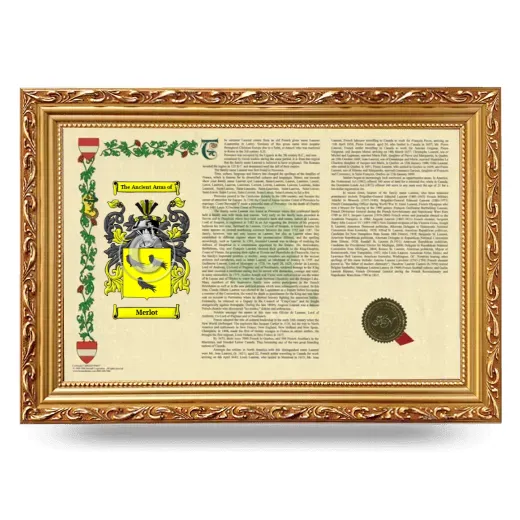 Merlot Armorial Landscape Framed - Gold
