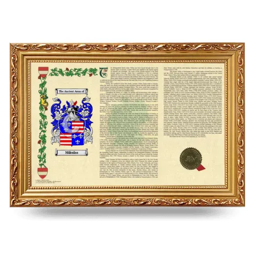 Mikulas Armorial Landscape Framed - Gold