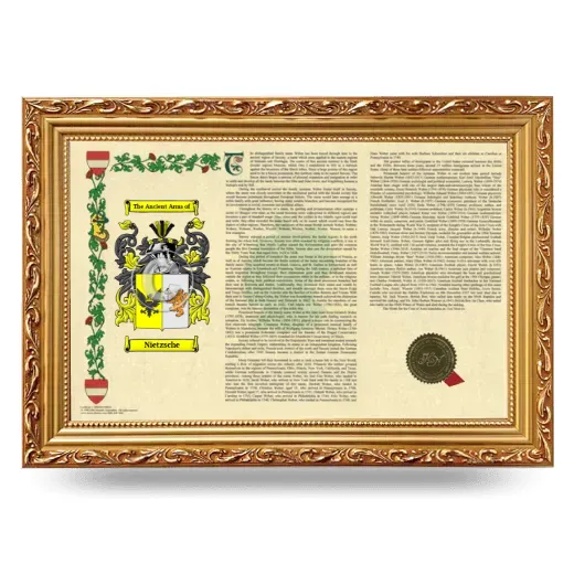 Nietzsche Armorial Landscape Framed - Gold