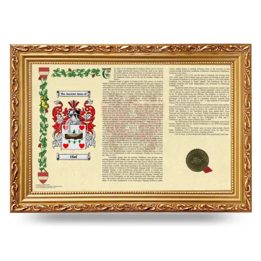 Olaf Armorial Landscape Framed - Gold