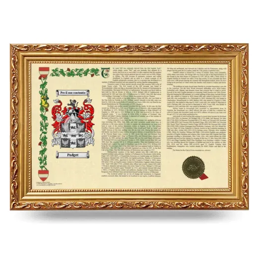 Padget Armorial Landscape Framed - Gold