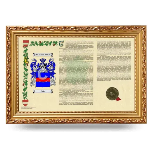 Pain Armorial Landscape Framed - Gold