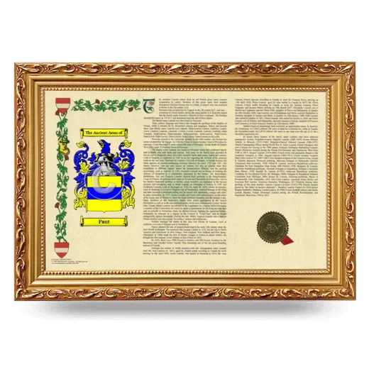 Paut Armorial Landscape Framed - Gold