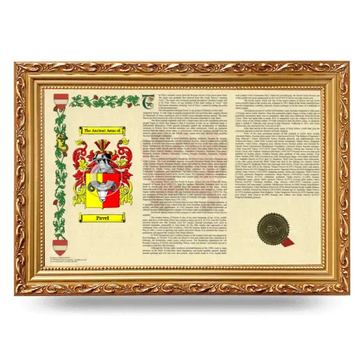 Pavel Armorial Landscape Framed - Gold