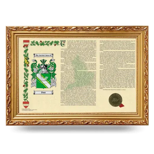 Peer Armorial Landscape Framed - Gold