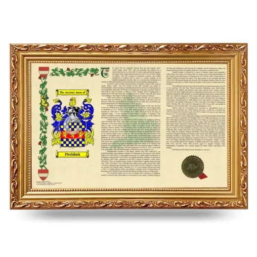 Pitchfork Armorial Landscape Framed - Gold