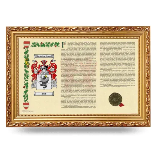 Pole Armorial Landscape Framed - Gold