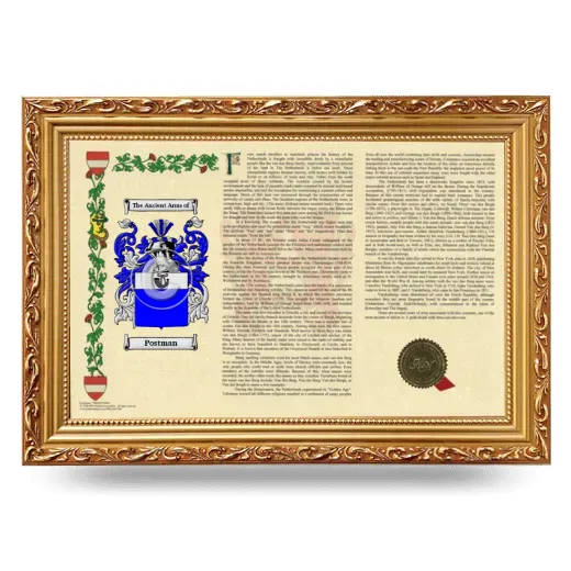 Postman Armorial Landscape Framed - Gold