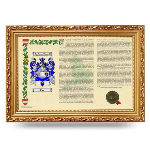 Pow Armorial Landscape Framed - Gold